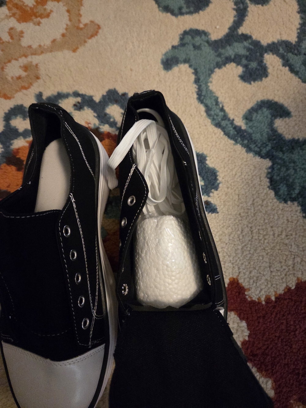 Black and White Canvas Athletic Shoes - Unbranded